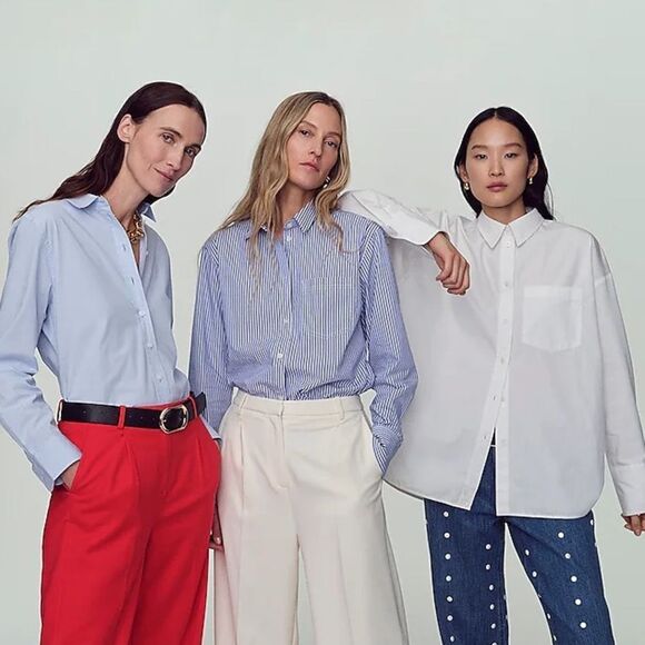 NWT J CREW Wren slim shirt in stretch cotton poplin in Blue Eoe - Picture 4 of 9